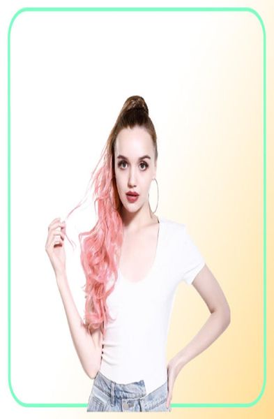 Estensioni coda di cavallo per capelli ricci di ombre artiglio artiglio falsa coda coda di cavallo parco 2020 afro clip lunga sintetica bionda rosa wig8617052