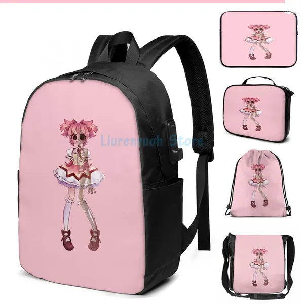 Backpack Graphic Print The Anatomy of a Magical Girl USB Charge Men Bags Escola Mulheres Bolsa Viagem Laptop