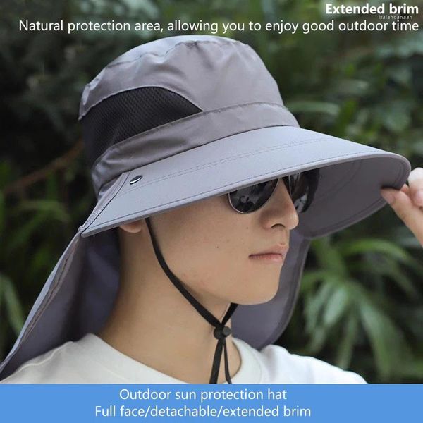 Boinas 1pcs capa de face completa chapéu solar de sol com máscara proteição de montanhismo de verão anti -UV Mulheres homens homens