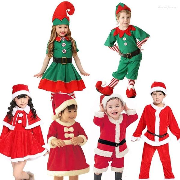 Tracce maschili abiti natalizi bambini Babbo Natale bambino bambino rosso set da festa di Natale set per bambini costume da uomo uomo abbigliamento da uomo set di pantaloni