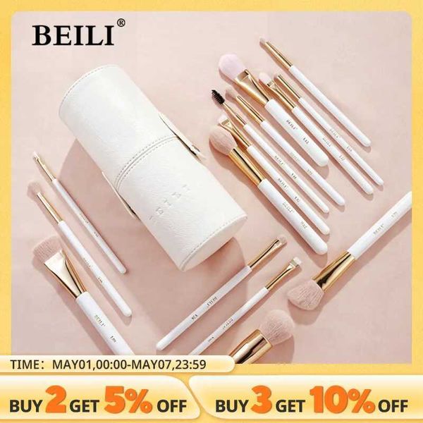 Escovas de maquiagem beili 15 pincéis cosméticos com balde de armazenamento Premium Fundação Profissional Eyeliner Shadowiner pincel misto Conjunto de pincel Q240507