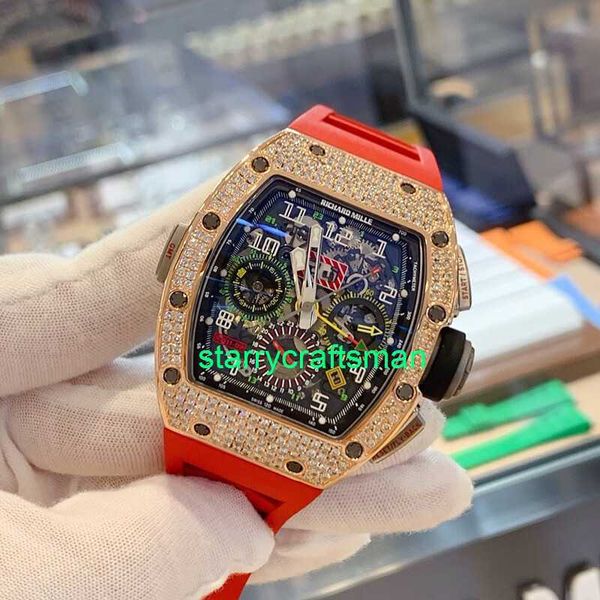RM Luxury Watches Watch Mechanical Mills Mechanical Automático de 50 x 42,7mm Moda de Moda RM11-02 Rose Gold Side Titanium Diamond Stgk
