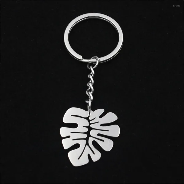 Keychains Mode Edelstahl Keyring Monstera Blatt Laub Pflanzen Metallschlüsselkette Geschenkzubehör für Autoschlüsselbeutel Charme