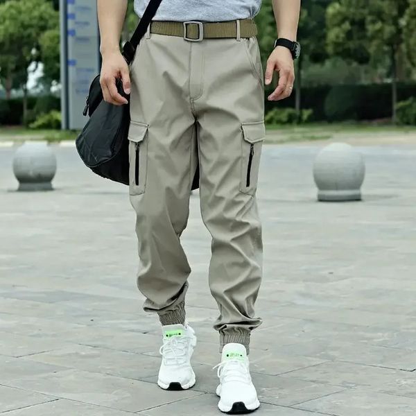 Lose Long in lässigen Frachthosen Mann koreanische Baumwollhose für Männer breit gerade Baggy Camo Streetwear Polyester Verkauf 240428