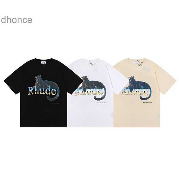 Herren und Damen Trends Designer Modetrendy Rhude Football Star mit dem Black Panther -Buchstaben kurzärmeliges T -Shirt für Männer Frauen Paar High Street Half S