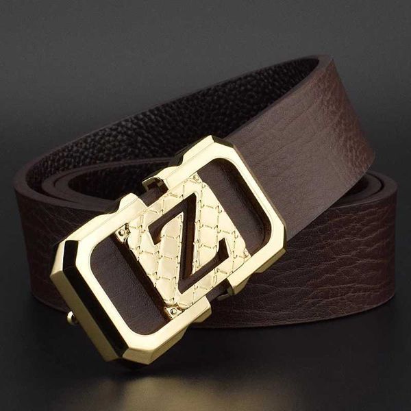 Cinture di alta qualità Z Slide slidetchle cinghia in pelle genuina maschi da 3,3 cm di marca di lusso larga marca di lusso Black casual ceinture homme y240507