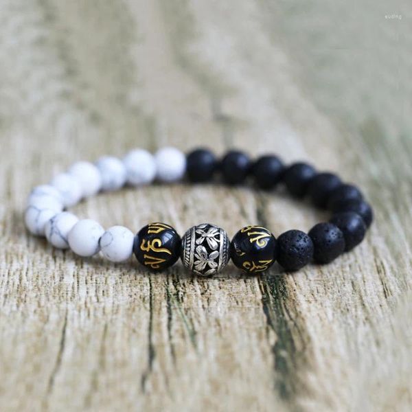 Charm Armbänder Tibetan Buddha Gebet Sechs Charakter Mantra Perlen Armband für Frauen Männer Natursteine Heilung Energiebilanz Schmuck