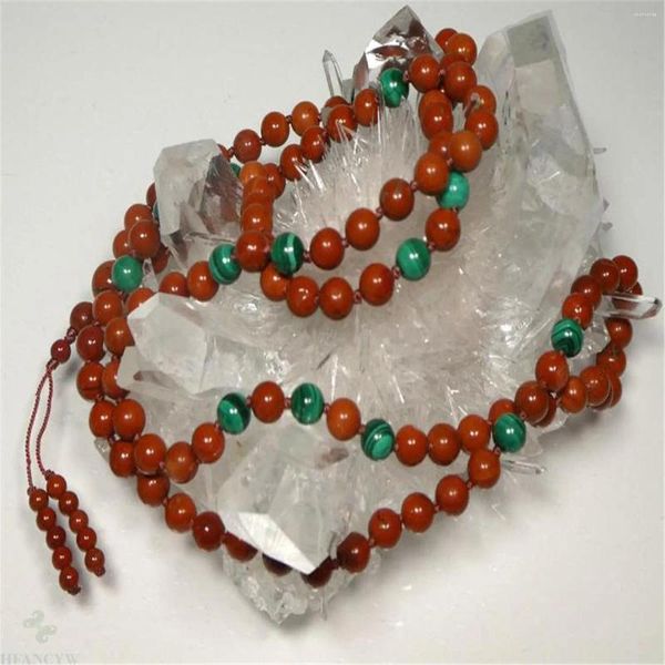 Catene 6 mm rosse naturale gemma gemma 108 perle nappe mala collana preghiera da polso chic reiki cuff il bravoso braccia