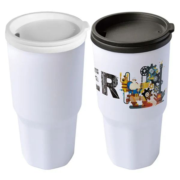 UPS 29oz Plastik Großhandel Sublimation Weiße Becher mit Deckel Wärmeübertragung Wasserflaschen DIY 850 ml Trinkmilchbecher Z 5.8