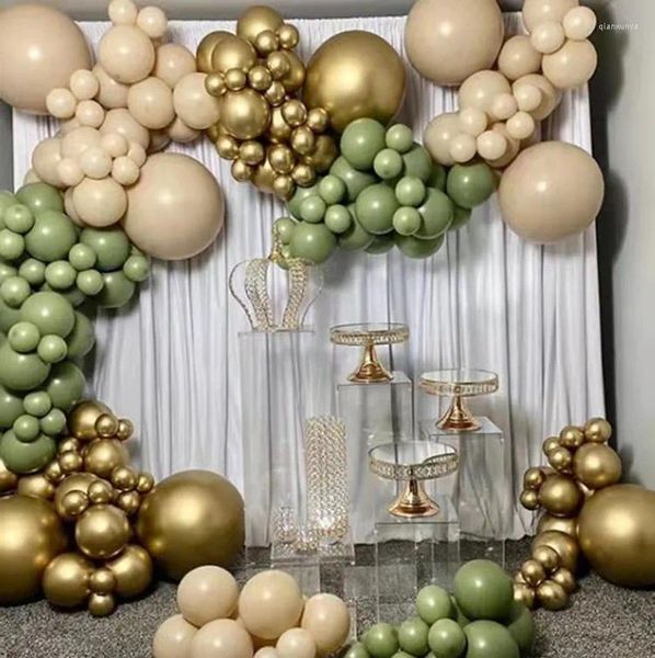 Decoração de festa 154pcs/conjunto Metallic Gold Avócrado Balão verde Garland arco Decorações de chá de bebê Balões de látex de látex Casamento de aniversário