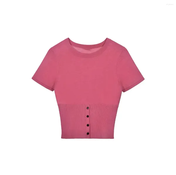 Maglioni femminili a agnello mezzo aperto in cashmere a maniche corte a maniche corta top in rosso nero/rosa/grigio per l'estate