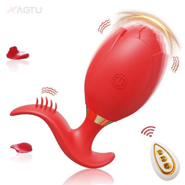 Altri oggetti di bellezza per la salute Rosera anale Rosa- vibrante tappo anale maschile Massager Female Remote Control Cuggino Masturbatore per coppia per adulti Y240503