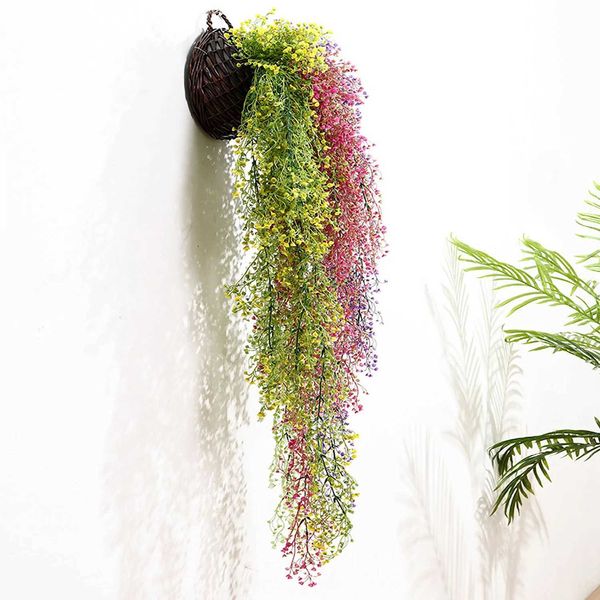 Flores decorativas grinaldas de 83 cm de plantas verdes artificiais de algas marinhas rabar
