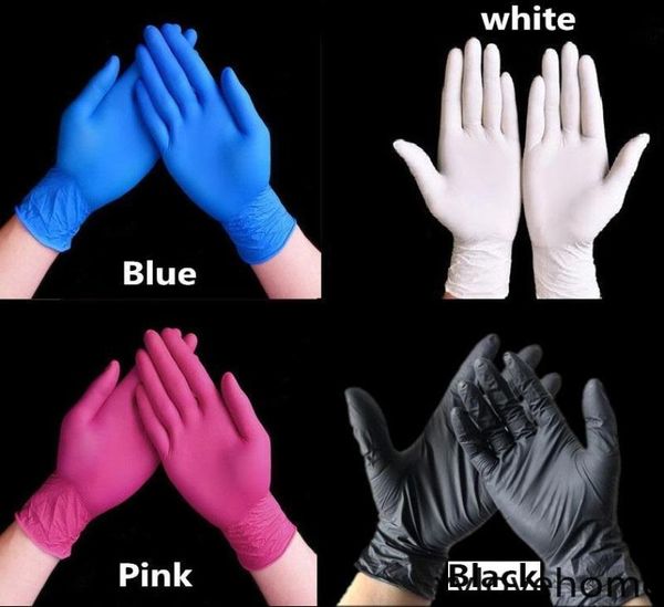 Одноразовые латексные нитрильные перчатки черно -синие белые розовые ПВХ перчатки красавица красавица для волос