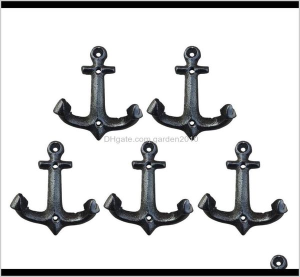 Rails 5 PCs Casaco de parede de ferro ganchos nítidos estilo âncora de âncora hard hardware roupas de hardware rack fnwaq j15ap3470355