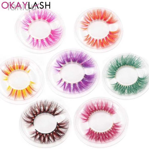 Falsche Wimpern okaylash 3d 6d gefälschte Farb Eyelash Natural Mink Fluffy Style Wimpern Erweiterung Make -up Rollenspiele Farbe Wimpern D240508