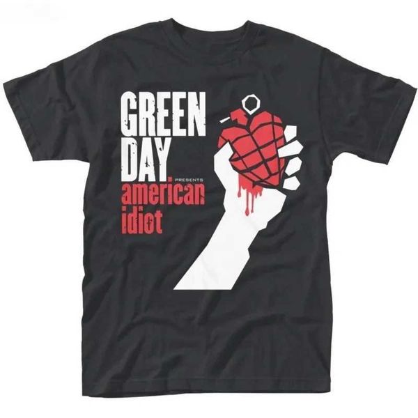 Мужские футболки Summer Brand Tshirt Green Day American Idiot Альбом обложки футболка Men T Roomts 2024 New J240506