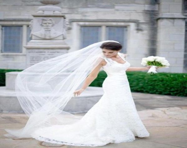 Nuovo arrivo a uno strato White Ivory Champagne Velo da sposa a matita Velio da sposa con pettine 3M Lunghezza2763389