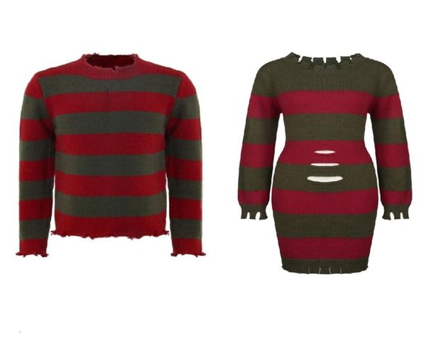 Um pesadelo na rua Elm Street Munker Freddy Krueger Cosplay Sweater Dress Camisa Top Halloween Transmumes2745146