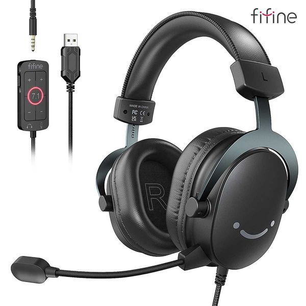 Curanpe auricolari in quinta auricolari da 3,5 mm e auricolari USB con controllo audio/volume surround a 7,1/interruttore muto adatto per PC/Mac/PS4/PS5 Mixer-H9 J240508