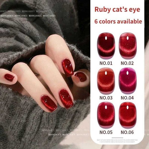 Nagelgel Ruby Cat Eye Polish Herbst und Winter weiße Kirsche Neujahr Rubra gelbe Haut kann übereinstimmen Q240507