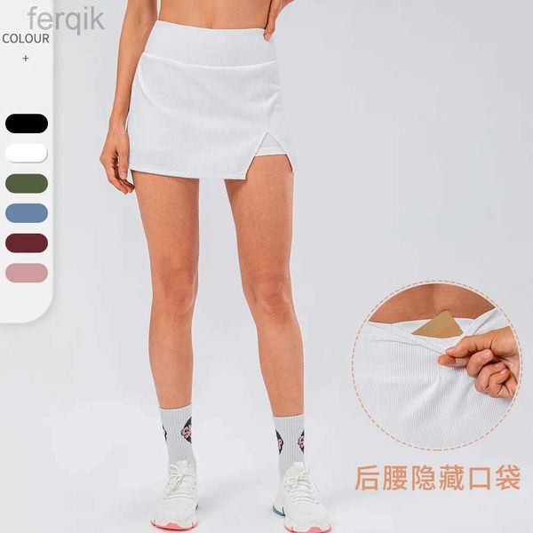 Skirts Skorts Summer Tennis Skirt con pantaloncini Donne che allenano gli sport indossano una vita alta con pantaloncini sportivi in ​​tasca sport fitness D240508