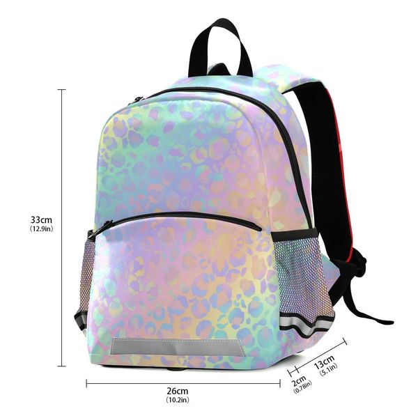 Mochilas Childrens Fashion Backpack Kids Rainbow leopard Print Rose Gold Rose Pequena Backpack de Backpack Salquistas Escolares Para Adolescente Bagpack