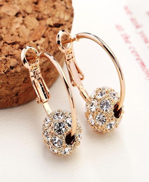 Mode Österreichische Kristallkugel Goldsilberohrringe hochwertige Ohrringe für Frauen Party Hochzeit Schmuck Boucle D039Oreille FEM3763891