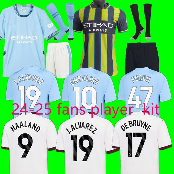 24 25 фанатов версия игрока Haaland Soccer Jerseys 2023 2024 2025 Man Cities 4th Grealish Sterling Mahrez de Bruyne Foden Foden Rodrigo Football Root