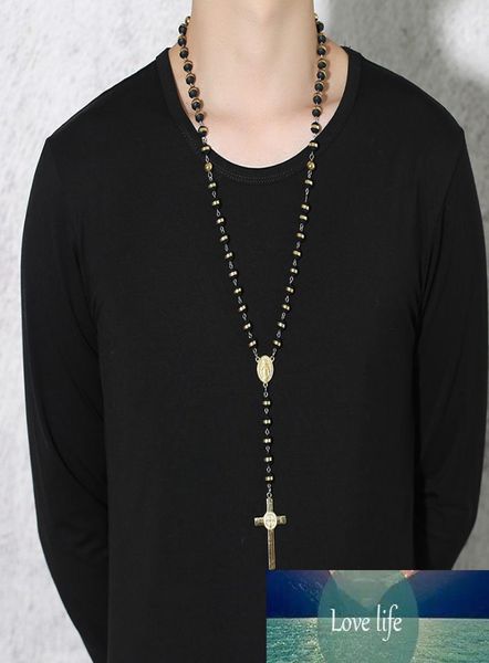 Meaeguet Black/Gold Color Long Rosary Collese для мужчин Женщины из нержавеющей стали.