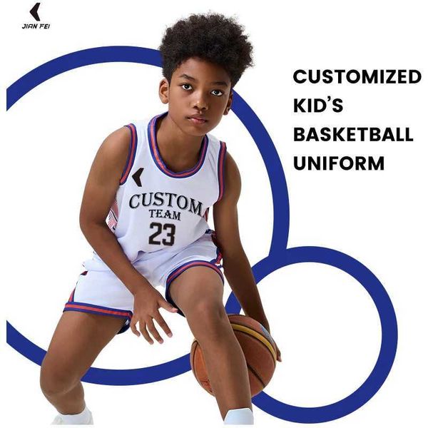 Trikots Kinder Basketball Trikots Custom Boys Girls Basketball Uniform Polyester Atmungsaktiv schnell trocken LDRENS Basketballhemd 240 H240508