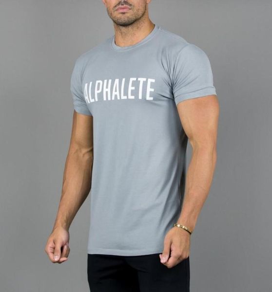 Men039s Bodybuilding Fitness Fitness Tshirt a maniche corta Gym Shirt alfaleta Camicia muscolare in cotone Tshirts7402951