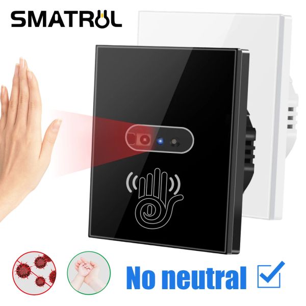 Moduli smatrul nessun filo neutro Ir wall switch wave sensore a infrarossi non ha bisogno di tocco uk uk 220v pannello di vetro elettrico OFF OFF OFF