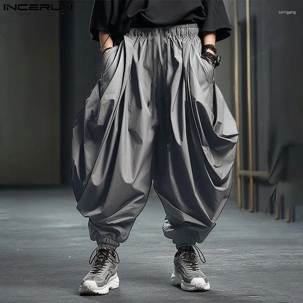 Pantaloni maschili incerun 2024 pantaloni da uomo in stile coreano sciolto design a gamba larga solida lunga festa per il tempo libero pantalons s-5xl