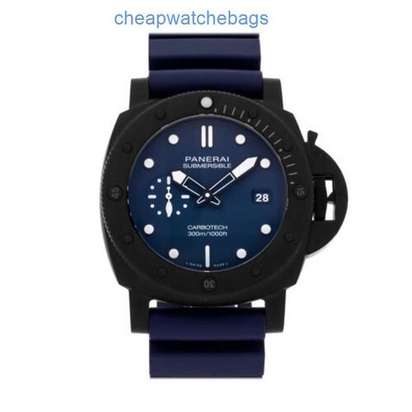 Luminores masculinos Marina assiste aos relógios de pulso Panerai utomatic watches panereiss submersible quartantaquattrwbro blu abisso auto carbotech homens vzyc