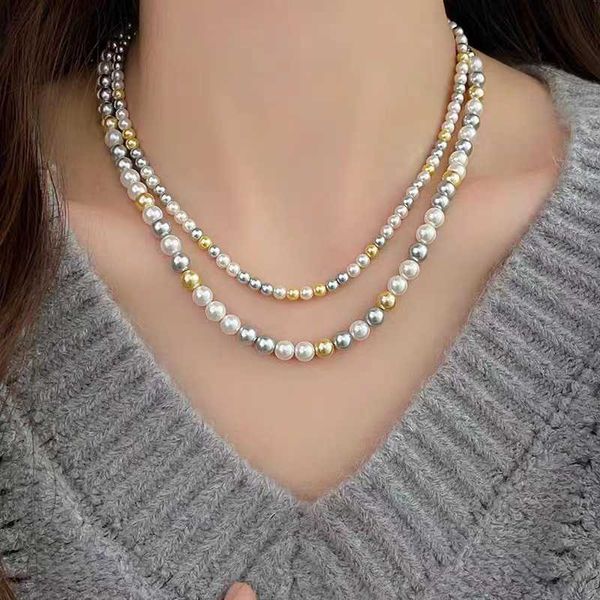 Gentle Candy Colorful Austrian Shijia Pearl 925 Silver Necklace Fashion and Niche Design Light Luxury Collar Chain