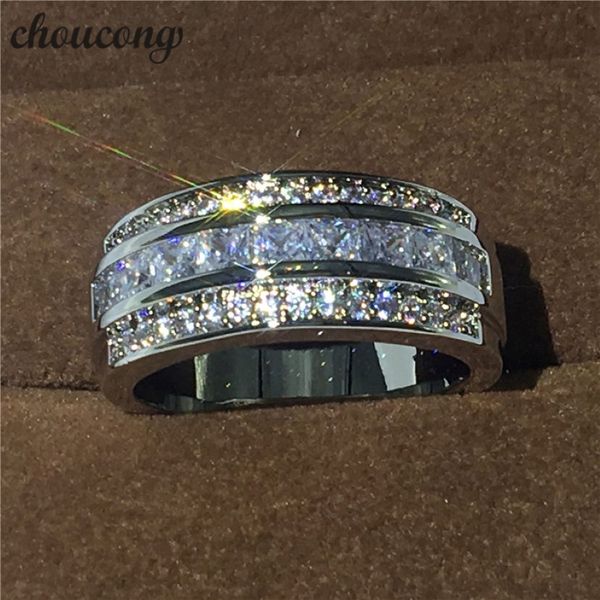 Heißverkauf Schmuck Männlicher Ring 3mm 5A Zirkon CZ Weißgold gefülltes Party Engagement Ehering Band Ring für Männer Größe 5-11 S18101608 248o