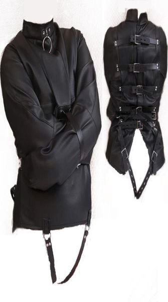 Frau Sofe PU Leder Verstellbarer gebundener Knechtschaft StraitJacket Mantel für Frauen erotische Körpergurt Fetisch Cosplay Erwachsener BDSM Sex Game2924249