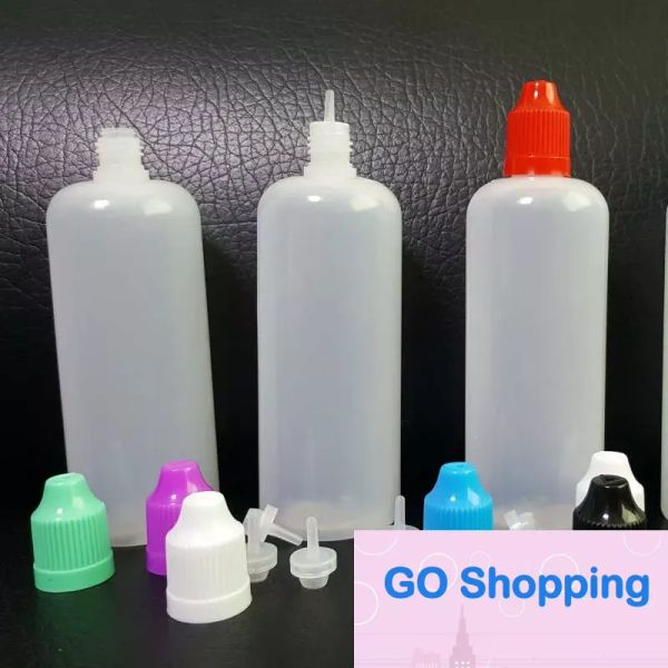 Простые 120 мл бутылок PE мягкие полупрозрачные пустые капельницы LDPE 120 мл пластиковые бутылки с длинными тонкими игольчами для детских защитников для упаковки паров