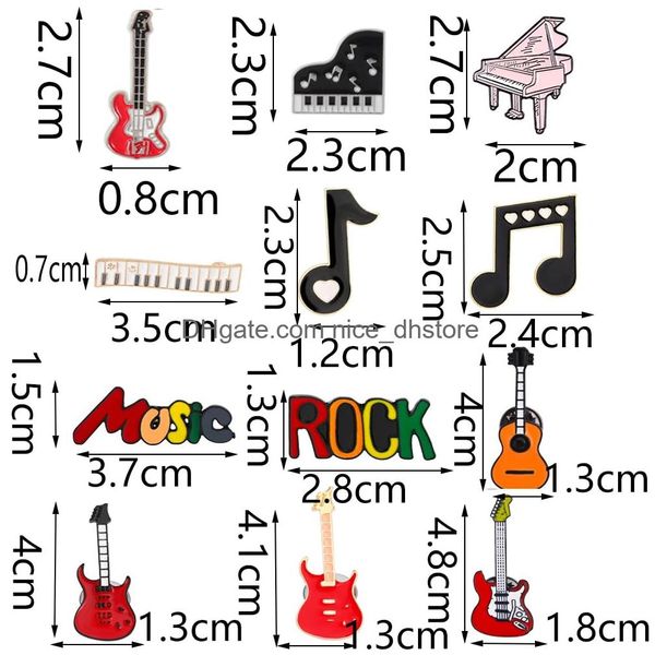 Pins Broschen Musik Brosche Pin süße Gita Klavier Musikinstrumente Revers Cartoon Notes Badge Emaille für Frauen Mädchen Rucksack Kleidung otntm