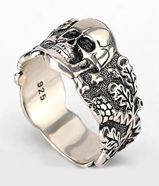 Schädelring für Männer 925 Sterling Silber Skelett wandeln böser Dämon Vintage Punk Rock Cool Schädel Ring für Männer Fashion Schmuck2185468