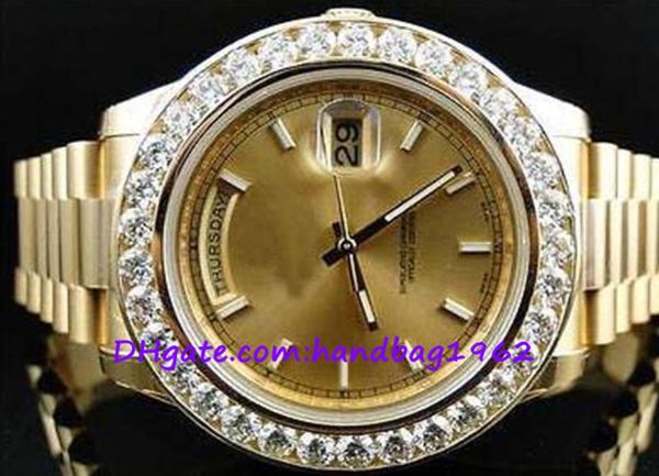 Relógios de luxo de alta qualidade New Mens Presidente 2 II Solid 18 KT 43mm Relógio Diamante Dial4146919