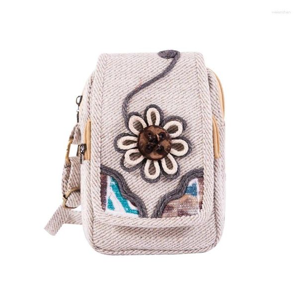 Bag Frauen Schulter Böhmen nationale Style Handwea hübsche Blumen Retro lässige Einkaufen kleiner Messenger für Teenager -Mädchen