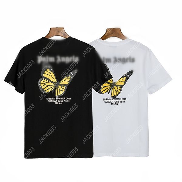 Palm Pa 24SSs Summer Letter Butterfly Printing Logo T Shirt Freund Geschenk Lose übergroßer Hip Hop Unisex Kurzarm Liebhaber Stil Tees Engel 688 Wachs