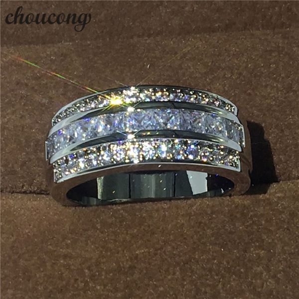 Heißverkauf Schmuck Männchen Ring 3mm 5A Zirkon CZ Weißgold gefülltes Party Engagement Ehering Band Ring für Männer Größe 5-11 S18101608 276H