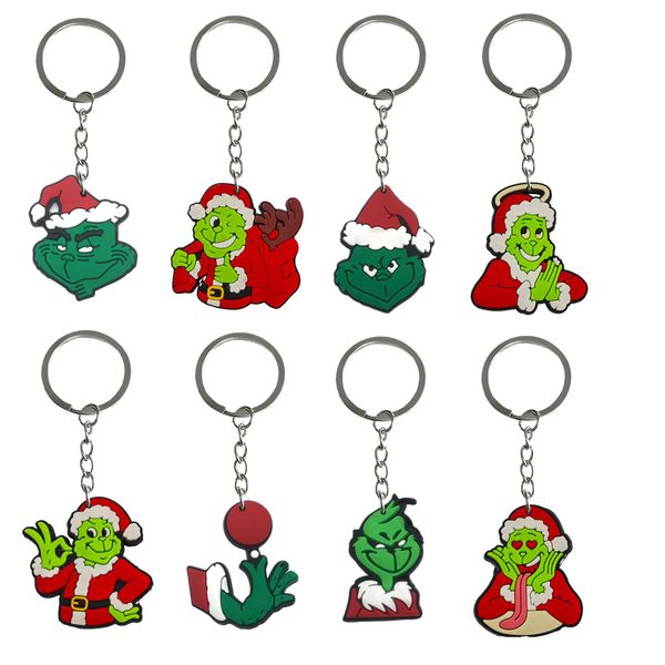 Keychains Capitadores de cabelos verdes de cabelos de Natal de cabelos de Natal Mini Keyring fofo para os prêmios de sala de aula Chave do anel da bolsa escolar adequada CHOT8VB