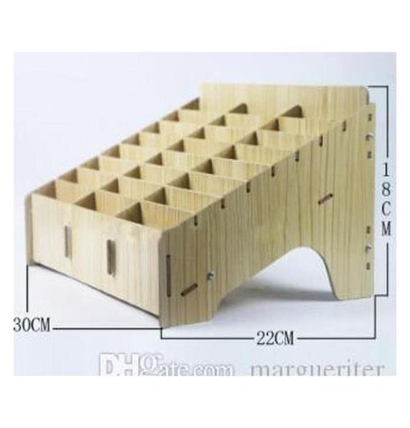 Caixa de armazenamento de madeira criativa para desktop para escritórios Reunião de acabamento Grid Multi celular Phone Rack Shop Exibir organizador7742078