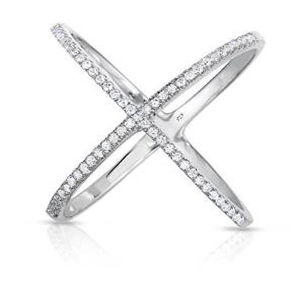 Clusterringe hochwertige Rhodium -Rosengold authentisch 925 Sterling Silber Wide Band X Ring Micro Pave Zircon Criss für Womencluster7396461