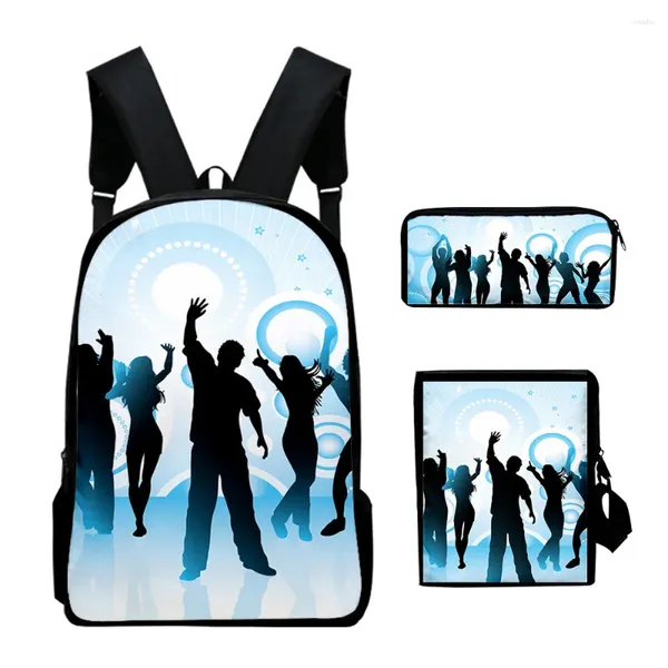 Backpack Trendy Novelty Shadow Dance 3D Print 3pcs/Set Pupill Schools Taschen Laptop Daypack geneigte Umhängetasche Stifte Gehäuse