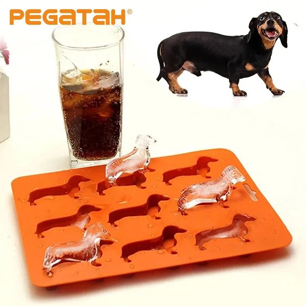 DACHSHUND DOG MOLD CUBE DE ICO EM SILICONE DO CANHO para fabricante de bebidas Candy Chocolate Biscuit Fondant Cupcake Bolo Decoration 240508